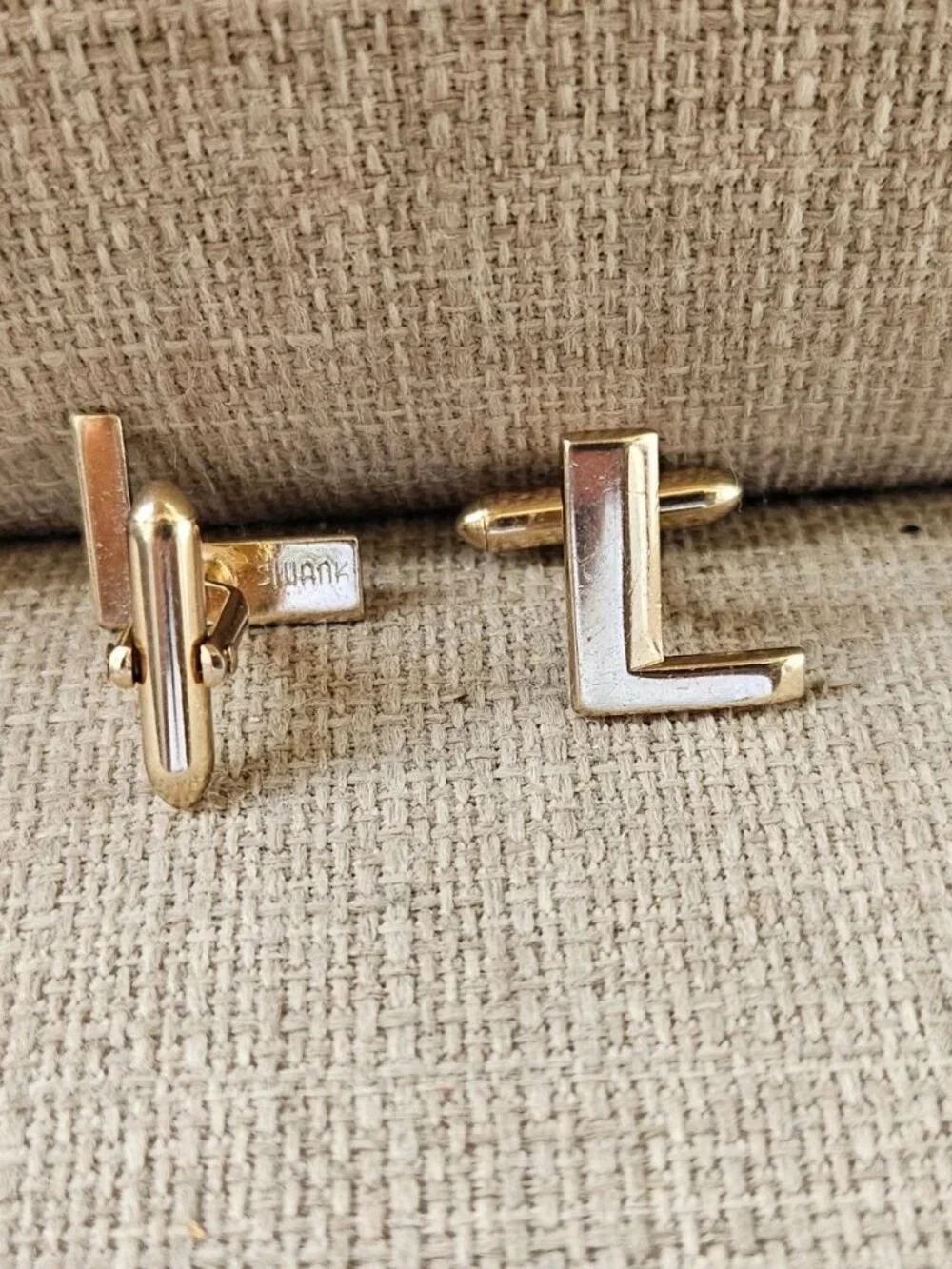 Vintage Swank Cufflinks Gold Tone Initial L Fashion Men Jewelry Cuff Links